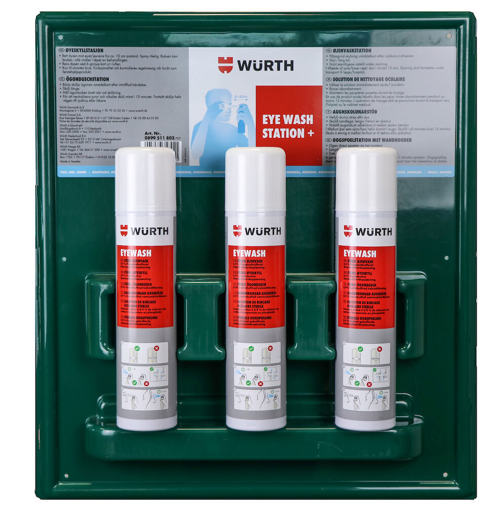 Ögonduschstation Würth Inkl 3 st flaskor á 240 ml